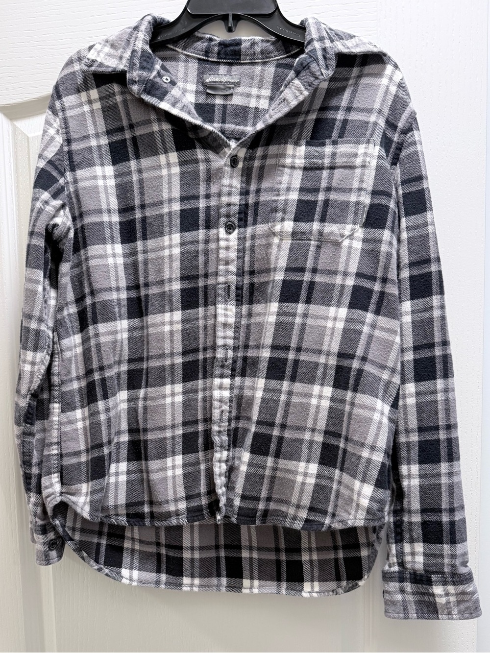 Eddie Bauer Black & Gray Plaid Button-Down Shirt - Picture 1 of 5